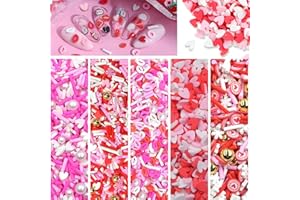 Gorvalin 250g Valentine Fake Sprinkles Slime Charms, Heart Lip Candy Polymer Clay Nail Art Slice Tiny Embellishments for Valentine’s Day Scrapbook Resin Nail Decoration Crafts Making Supply