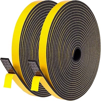 UPSEN Weather Stripping Foam Tape 12mm x 3mm x 12m Adhesive Insulation