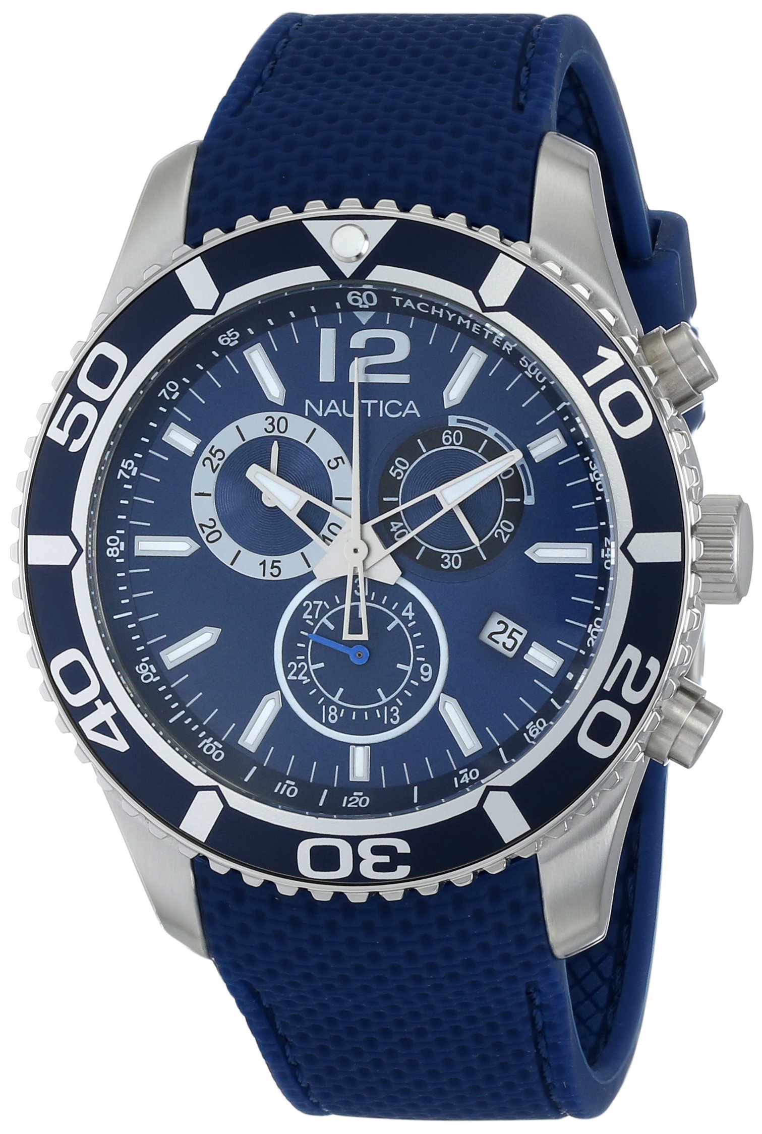 Nautica Men's N15103G NST 09 Stainless Steel Watch with Blue Silicone ...