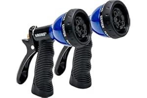 VIKING Hose Nozzle, Garden Hose Nozzle with 8 Spray Patterns, Adjustable and Heavy Duty for Washing Car, Watering Plants, Washing Pets, and Home Use, 2 Pack