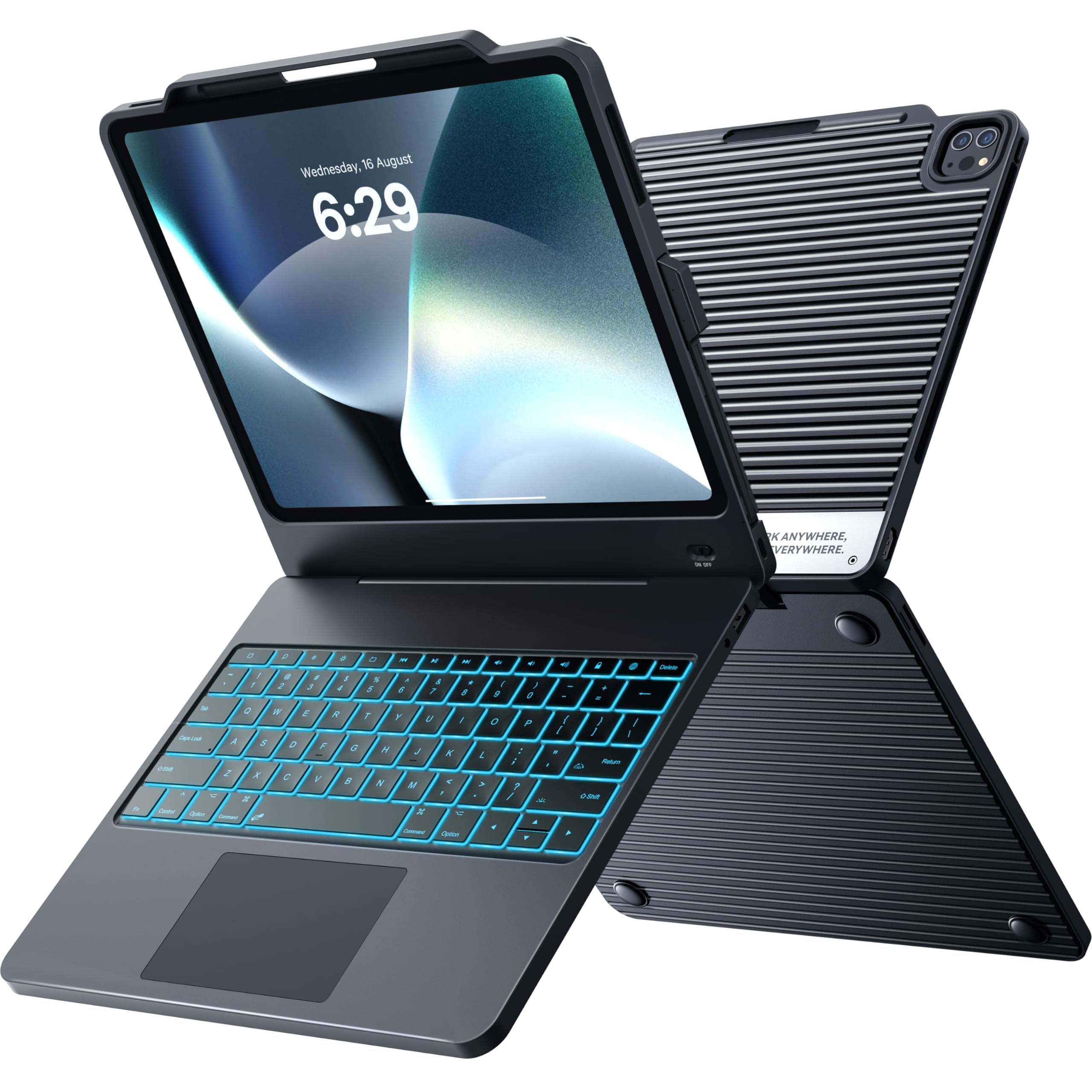 Photo 1 of CHESONA Keyboard Case for ipad pro 12.9 inch (6th, 5th, 4th, 3rd Gen-2022,2021,2020,2018)?5-in-1 Hub Docking Station Keyboard case with HDMI/Multi-Gesture Touchpad / 7-Color Backlit?Black