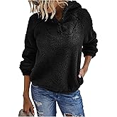KIRUNDO Sherpa Pullover Womens Fuzzy Fleece Hoodies Sweatshirts 2026 Casual Long Sleeve Shaggy Winter Clothing With Pockets