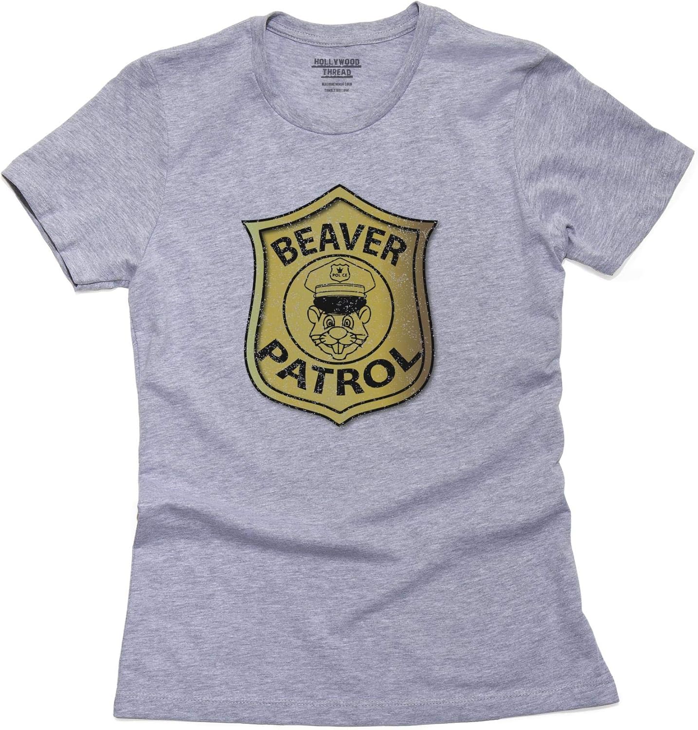 Amazon Com Beaver Patrol Cartoon Beaver Police Badge Women S Cotton T Shirt Clothing