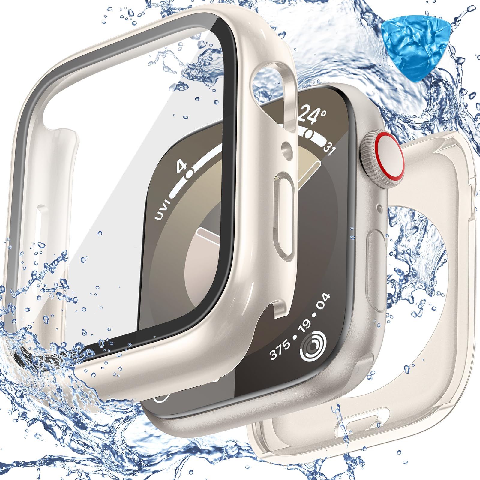 Photo 1 of [2 in 1] Goton Waterproof Hard Case with Tempered Glass Compatible with Apple Watch Series 9 Series 8 Series 7 41mm, 360° Ultra-Thin Protective Cover for iWatch Screen Protector
