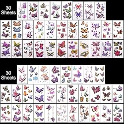 PAGOW 60 sheets Butterfly Tattoos Self-adhesive for