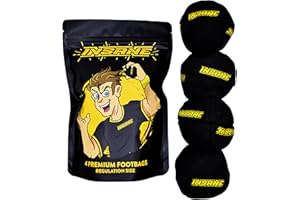 Insane Premium Footbag 4 Pack, 8-Panel Synthetic Suede Hacky Sack Set with Signature Gift Pouch