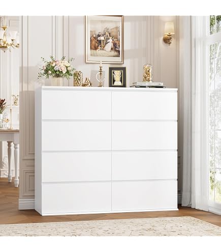 white and black striped dresses VERYKE 8 Drawer Dresser for Bedroom,Chest of Drawers with No-Handle Design for Closet,Modern Wood Dresser Bedroom Storage Furniture : Home & Kitchen Chiffon Dress 127 | Color:L-Burgundy No Handle Design Modern material:slinky