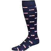 Cotton Patterned Over the Calf Dress Socks, Knee High Men’s Dress Socks, Made in USA by Boardroom Socks