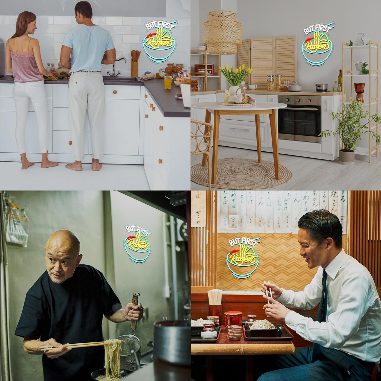 FAXFSIGN But First Ramen Neon Sign Chinese