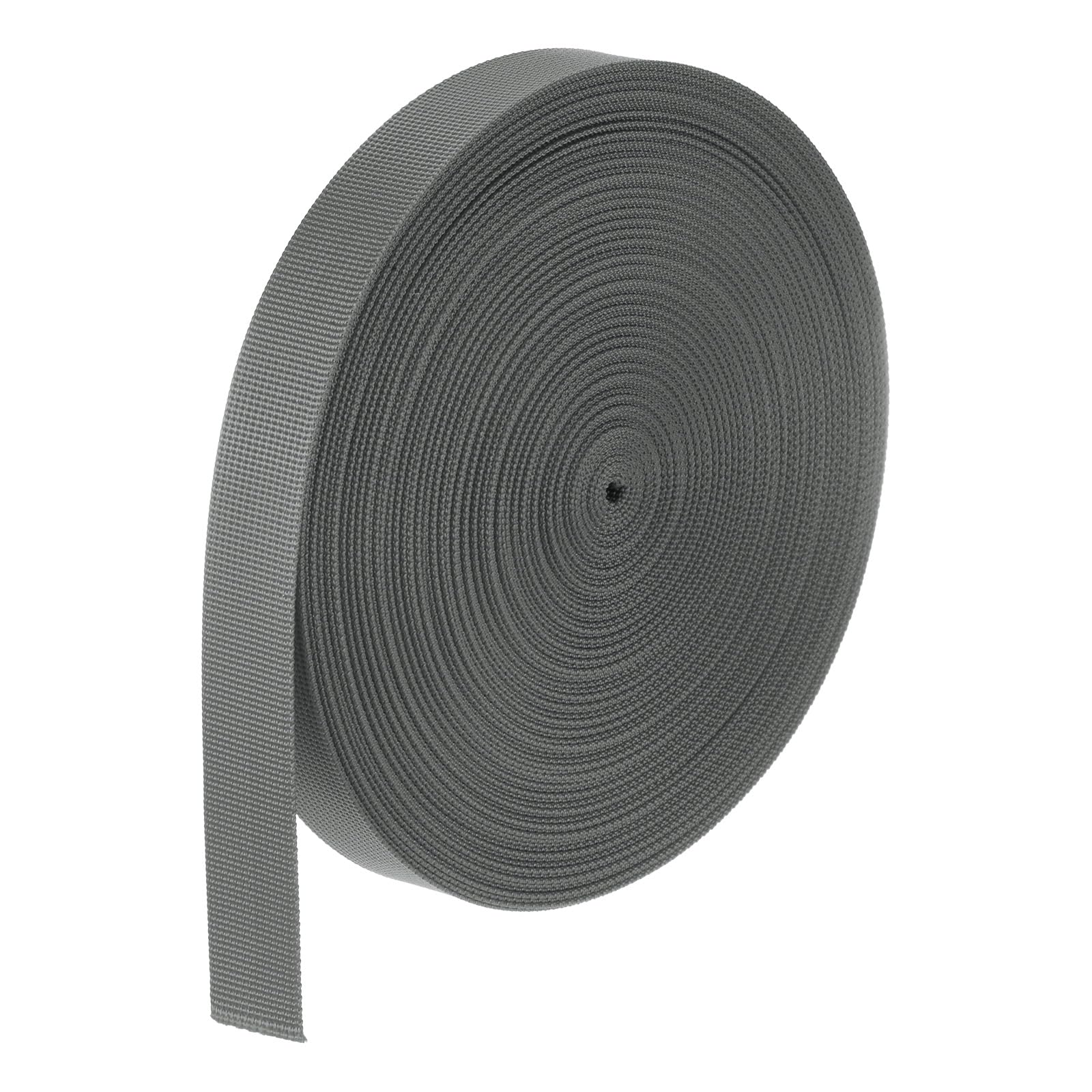 M METERXITY Flat Nylon Webbing Strap 1 Inch Wide 10 Yards Strong Nylon Strapping Upholstery Backpack Straps for Bags/Luggage/Cargo/Repairing/Indoor Outdoor [Dark Gray, 1.1mm Thk]