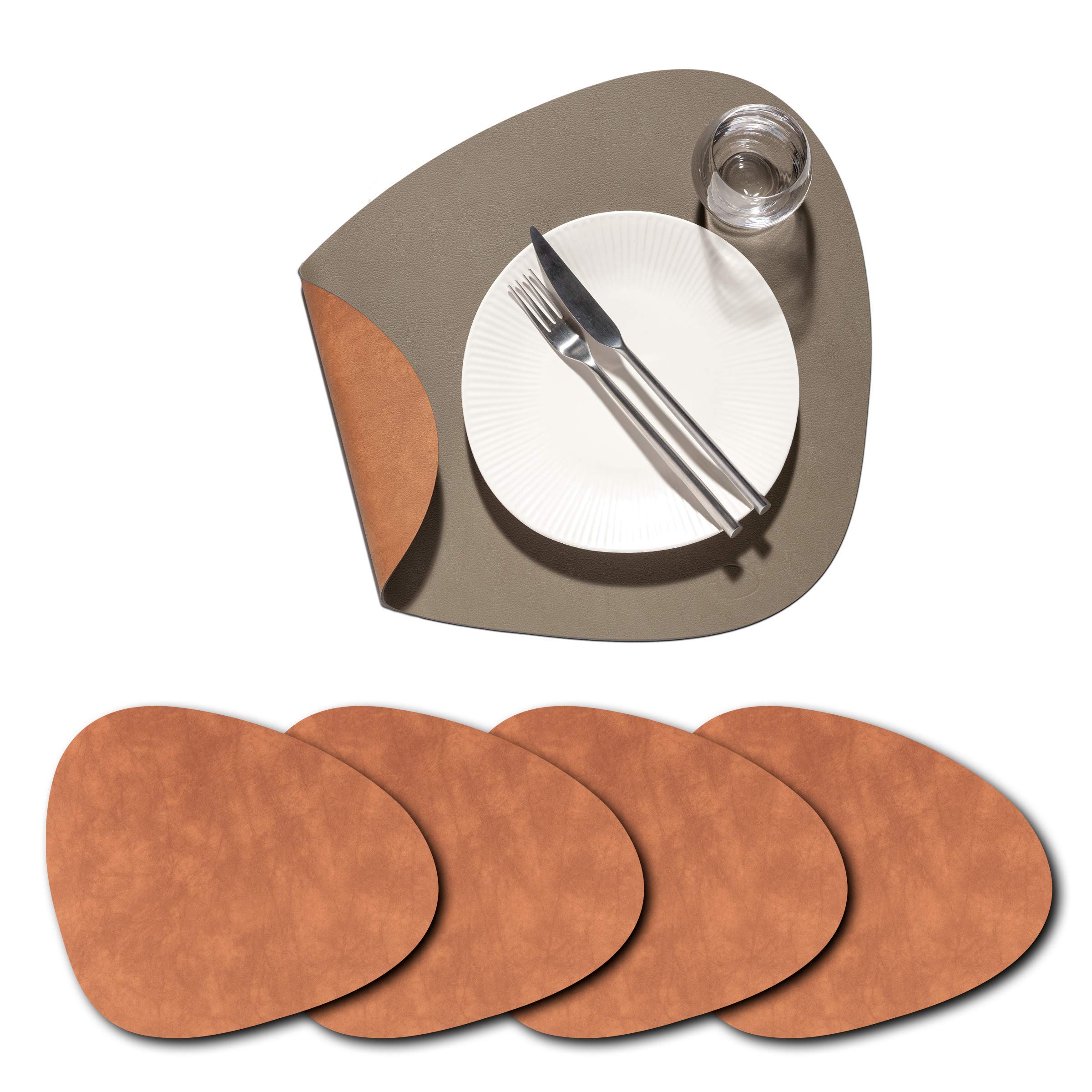 LIND DNA Dinner Mat Curve / Reversible / 4-Pieces Set / Nupo/Nupo - Army Green/Nature