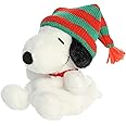 Aurora® Festive Peanuts® Palm Pals™ Snoopy Beanie Stuffed Animal - Classic Characters - Lasting Memories - White 5 Inches