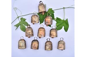 Vivanta 10 Pcs, Small Metal Cow Bells 2inch–Rustic Gold Bells for Crafts, Hanging Witch Bells, Jingle Bells for Crafting, Christmas Bells Ornaments, Vintage Decor, Wind Chime Bell, Boho Decor, Garland