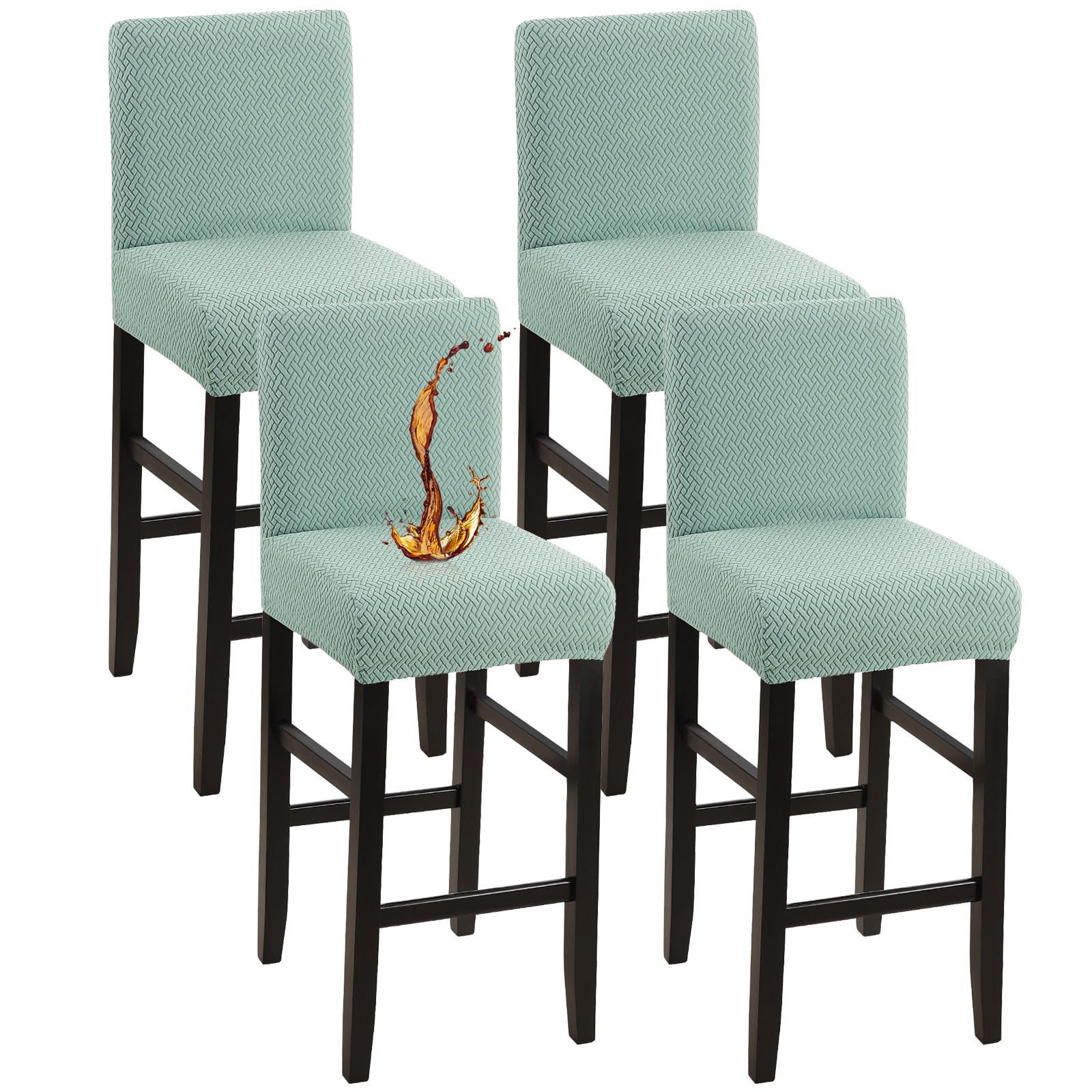 Photo 1 of YISUN Waterproof Bar Stool Covers, Stretch Pub Stool Chair Cover Removable Washable Counter Stool Covers Bar Stool Slipcovers for Kitchen, Pub, Dining Room (4 Pack, T-Green)