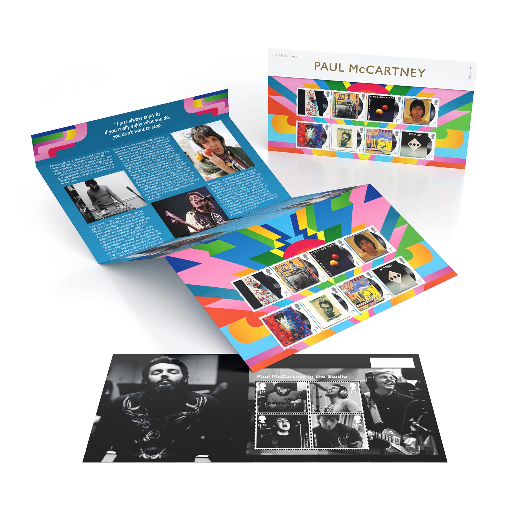 Royal Mail Paul McCartney Affixed Presentation Pack - Stamp Set - Special Stamps, Miniature Sheet, Carrier Card - Adults