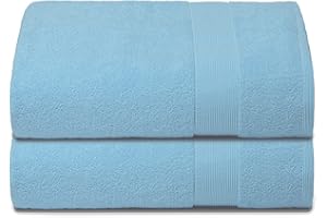 Belizzi Home Premium Cotton Oversized 2 Pack Bath Sheet 35x70-100% Pure Cotton - Ideal for Everyday use - Ultra Soft & Highly Absorbent - Machine Washable - Sky Blue