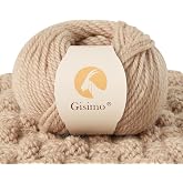Gisimo 100% Merino Wool Yarn 3-Ply Luxurious and Soft Yarn for Hand Knitting &amp; Crocheting (Khaki, 1Ball)