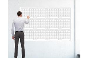 SwiftGlimpse 48" x 72" Large Jumbo Oversized Erasable Laminated Blank Annual Yearly Wall Calendar Poster, 12 Months, Reusable for Office, Academic or Home