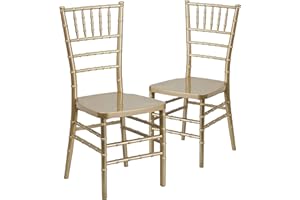 Flash Furniture Hercules Premium Series Chiavari Chairs for Formal Events and Banquets, Commercial/Residential All-Occasion Chairs, Set of 2, Gold