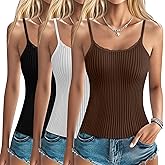 Xaatren 3 Pack Lace Camisole Tank Tops for Women Ribbed Lace Trim Tank Top U Neck Undershirts Adjustable Spaghetti Strap Cami