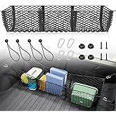 RED WOLF 3 Pocket Truck Bed Cargo Net for Toyota Ford Dodge GMC Chevy Silverado, Universal Pickup Mesh Storage Net 47.2" x 11.8" Stretchable Elastic Truck Bed Grocery Holder Net with 4 Ball Bungees
