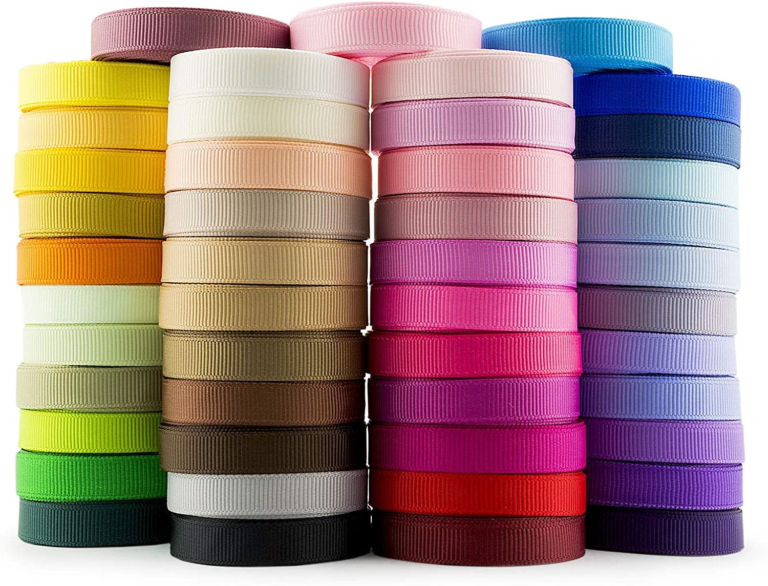 Summer-Ray 141 Yards (47 x 3 Yards) Grosgrain Ribbon 3/8" (10mm) Vibrant and Pastel Colors Pack