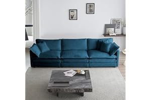 Neylory Oversized Modular Sectional Chenille Fabric Sofa Set, Extra Deep Seat Cloud Couch, Modular Sectional Couch,115 inch Width,3 Seat Modular Sofa,Blue