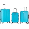 Rockland Malibu Hardside Spinner Wheel Luggage, Turquoise, 19", 24", 28"