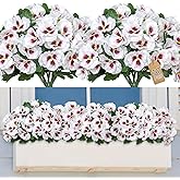 SOMYTING Artificial Pansies Flowers Outdoor 10 Bundles Faux Flowers UV Resistant Plastic Plants Artificial Silk Flowers for Front Porch Garden Window Box Hanging Planter Decoration (White, 10PCS)