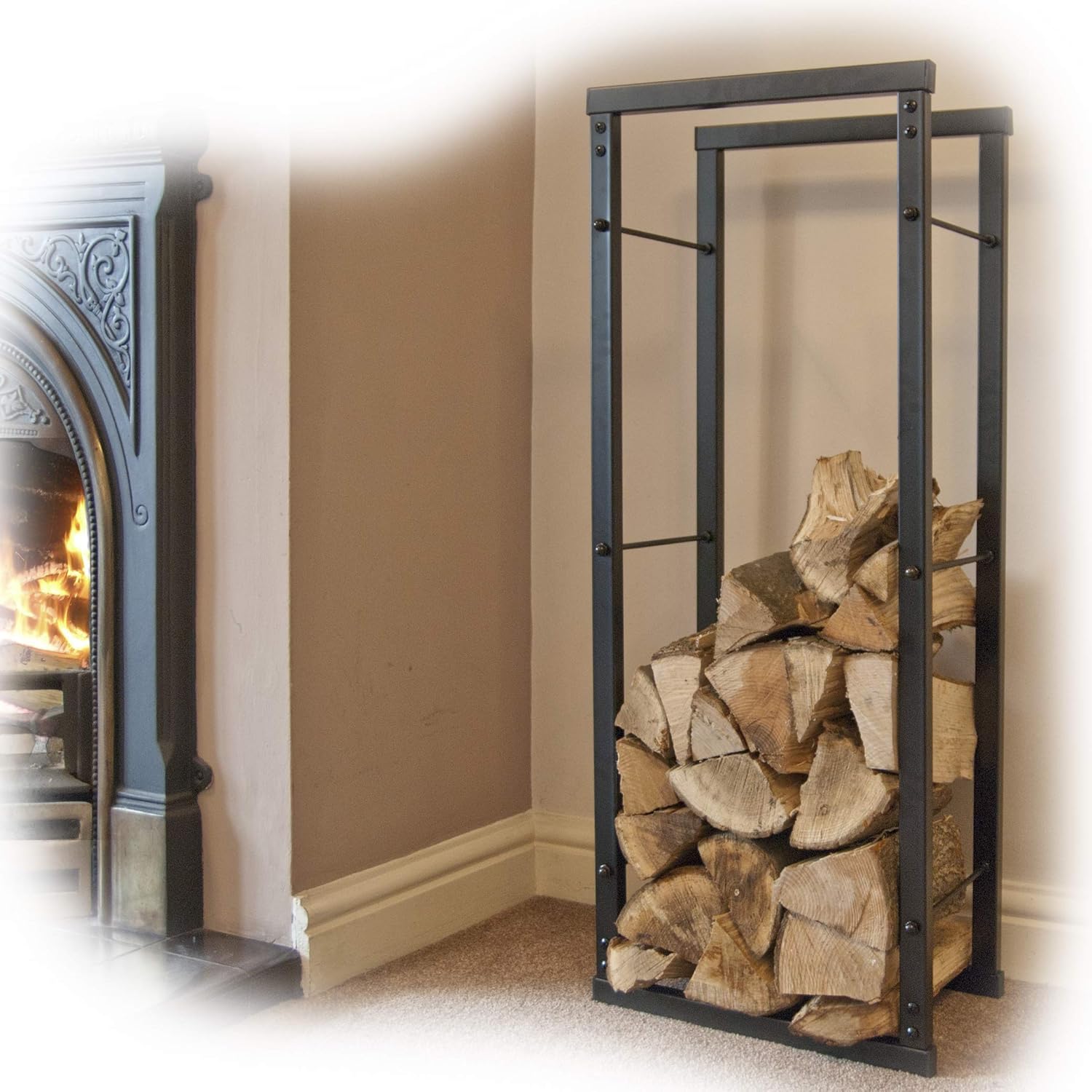 Firewood Log Rack Store Storage Large Small Metal Shelf Stand Tall