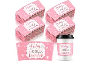Yexiya 60 Pieces Christmas Baby It's Cold Outside Cup Sleeves Coffee Tea Fits 12oz 16oz Disposable Paper Cup Sleeves for Hot Chocolate Cocoa Beverage Xmas Party Supplies(Pink Silver)
