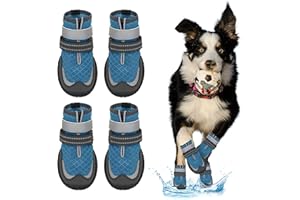 SUPERPAWS Dog Shoes for Large Small Medium Dogs - Breathable Dog Boots for Summer Hot Pavement Waterproof Paw Protector for Outdoor Walking (Blue, #4 (2.75"*2.16")(L*W) for 36-43 lbs)