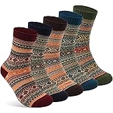 CHGANG Women's Warm Fuzzy Winter Socks,5 Pairs Pack Soft Wool Crew Socks for Women Men,Cozy Non-Slip Casual Socks for Christmas Gifts