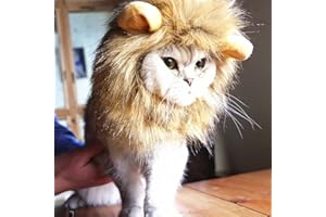 Idepet Dog Cat Lion Mane - Realistic Funny Lion Mane for Dogs - Complementary Lion Mane Hat for Dog Cat Costumes,Halloween Lion Mane Costume for Cat & Dog (Cat Lion Mane)