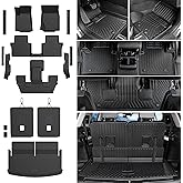 JOULARISE Floor Mats Cargo Mat for 2021-2025 2026 Jeep Grand Cherokee L w/Captain Chair (Only for 6-Seater w/o 2nd Row Armrest), All Weather TPE Trunk Cargo Liner Car Accessories (L | Floor Mats Set)