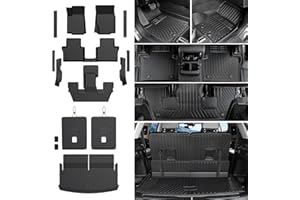 JOULARISE Floor Mats Cargo Mat for 2021-2025 Jeep Grand Cherokee L Captain Chair(Only for 6-Seater w/o 2nd Row Armrest), All Weather TPE Trunk Cargo Liner Car Accessories