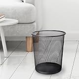 KEPLIN Round Trash Can Bin 1 Pack Black Non-slip Mesh Waste Paper Bin view 2