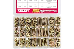 YEEZET 1000pcs Grade 8.8 Bolts and Nuts Washers Assortment Kit,M4 M5 M6 Metric Bolt Assortment Set,15 Most Common Sizes,10-40mm