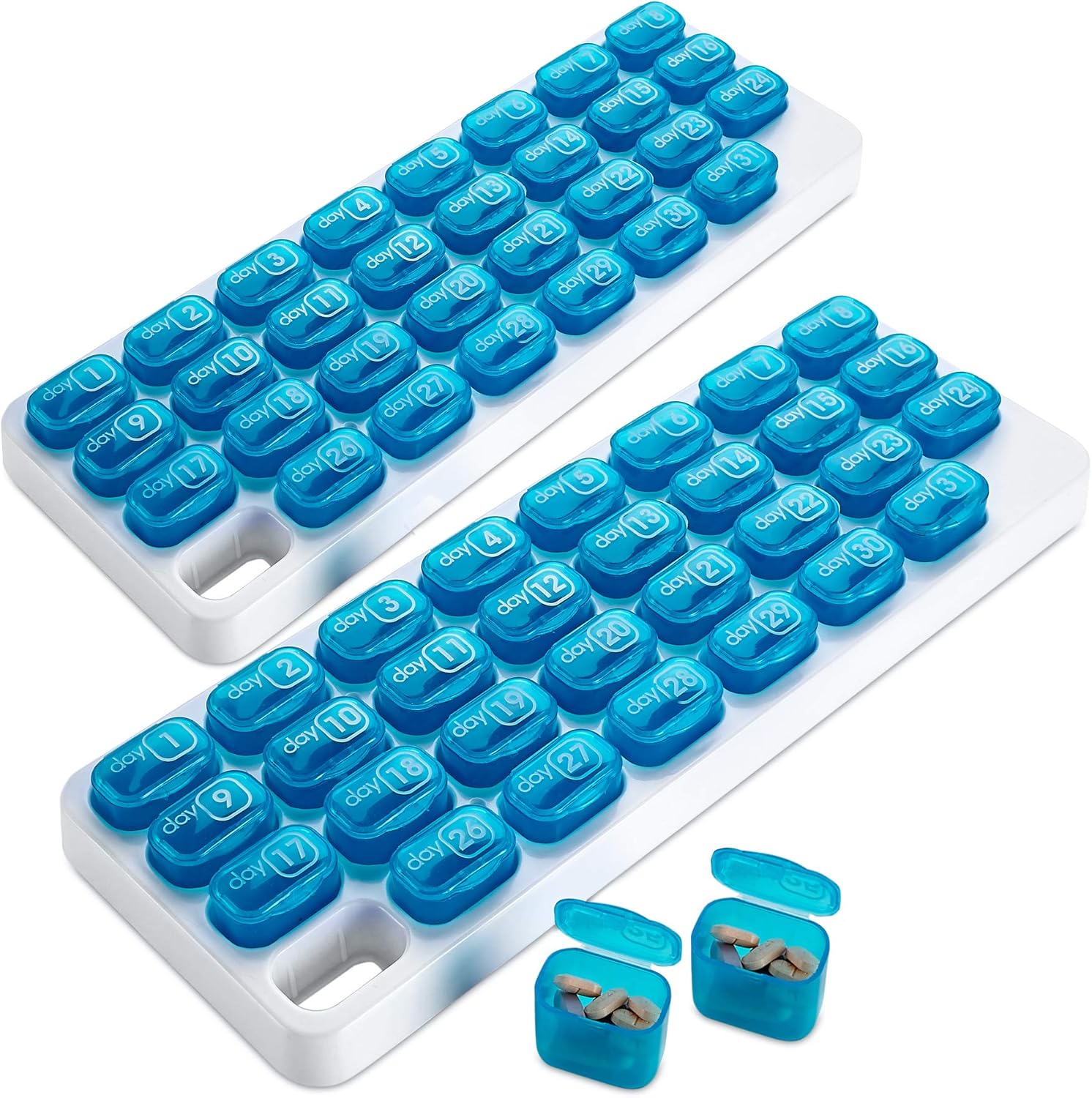 Monthly Pill Organizer (Pack of 2) 31 Day Pill Organizer with Large