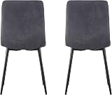 mcc direct Set of 2 Faux Matte Suede Dining Chairs Dark Grey with Metal Legs view 4