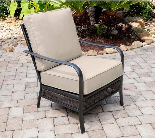 Oaksofa Commercial Outdoor Furniture Hanover Oakmont Grade Aluminum Sofa With Plush Sunbrella Cushions Woven Ash Patio Lawn Garden Patio Furniture Accessories
