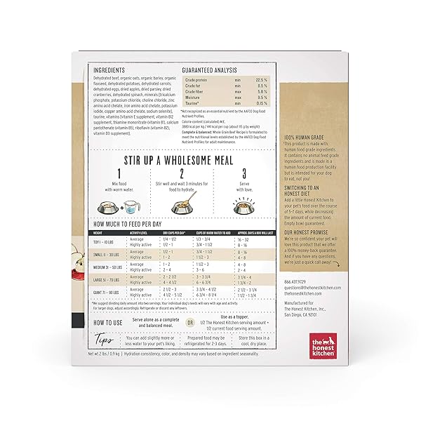 THE HONEST KITCHEN HUMAN GRADE WHOLEMADE™ DEHYDRATED WHOLE GRAIN BEEF & OAT DOG FOOD, 2 LB BAG