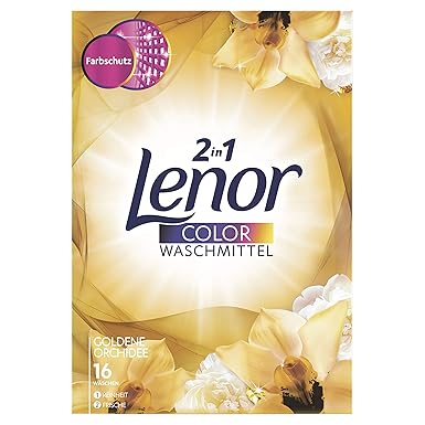 Lenor Colorwaschmittel Pulver Goldene Orchidee, 1,04 kg, 1er Pack (1 x 16 Waschladungen)