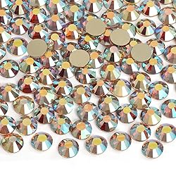 Jollin 576pcs Flatback Rhinestones Glue Fix Crystal