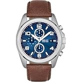 Relic by Fossil Men's Daley Multifunction Silver Stainless Steel and Brown Leather Band Watch, Watch for Men