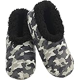 Snoozies Mens Slippers Indoor Plaid, Cord, or Camo, Sherpa Fleece-Lined Slippers Socks Non-Skid, Mens House Shoes, Male Gifts