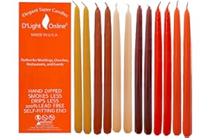 D'light Online Elegant 10" Seasonal Fall Taper Candles Premium Quality - Unscented, Hand-Dipped, Dripless and Smokeless - Set of 12 (12 Inch, Autumn Foliage)