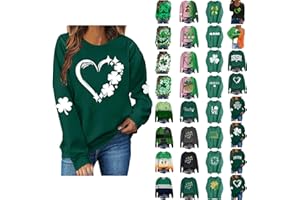 EWASWON St Patricks Day Shirt Women Crewneck Long Sleeve Sweatshirt Pullover Green Shamrock Shirts Funny Holiday Tops
