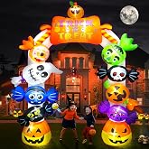 Kalolary 10FT Tall Halloween Inflatables Archway Candy Ghost | Giant Halloween Outdoors Decoration Pumpkin Arch Blow Up Yard Decorations with LED Lights for Yard Garden Lawn Outdoor Decor