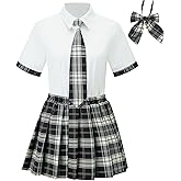 fropzrcs Women School Girl Costume Lingerie Set Student Roleplay Outfit Top with Mini Pleated Skirt